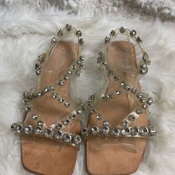 Jeffrey Campbell Rhinestone Studded Clear Strappy Sandals SZ 10 - Picture 5 of 10